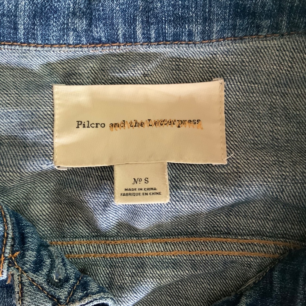 Pilcro and the Letterpress Avie Denim Leather Tab Jacket size small - Picture 7 of 10